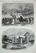 Old Antique Print 1863 Accident Indian Railway Rampore Train America War 19th