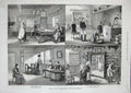 Original Old Antique Print 1873 Models Rustic Dwelling-Houses Vienna Exhibition