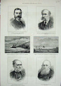 Old Antique Print 1881 Cornwall Ship Helier Gould Bennett Elliot Graves 19th