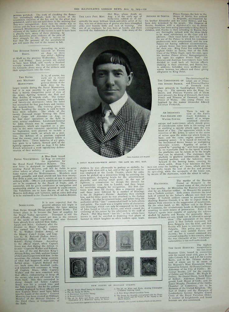 Antique Old Print 1903 Russian Consul Monastir Monastery Bukovo May Stamp 20th