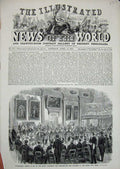 Original Old Antique Print 1860 Anniversary Dinner Infirmary Hospital Diseases