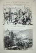 Original Old Antique Print 1877 War Turkish Prisoners Fortress Nicopolis Siers