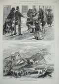 Old Antique Print 1876 War Herzegovina Battle Mountains Hotel Ragusa Army 19th