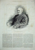 Original Old Antique Print 1880 Portrait Lord Stratford De Redcliffe Man 19th