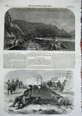 Old Antique Print 1855 Railway Balaclava Sailors Battery Sebastopol War 19th