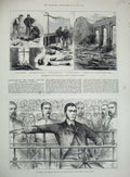 Old Antique Print 1883 O'Donnel James Carey Police Court Rocket Woolwich 19th