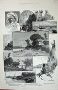 Original Old Antique Print 1884 River Nile Assouan Korosko Cataract Egypt Arabs
