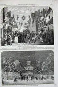 Antique Old Print *0265 1857 Cremorne Gardens Crystal Platform Worcestershire