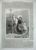 Original Old Antique Print 1862 Internation Exhibition Woman Mare Horse Country