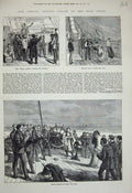 Original Old Antique Print 1873 Ship Volta GCoast Brighton Sunday Service War