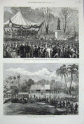 Old Antique Print 1875 Stonewall Jackson Statue Virginia Congo Boats War 19th