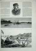 Old Antique Print 1884 Marquis Londonderry Nile River Shelal Ship Korosko 19th