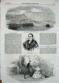Original Old Antique Print 1852 Foyness Harbour River Shannon Princess Theatre