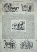 Original Old Antique Print 1853 Transport Cabman Horse Coach Paris France 19th