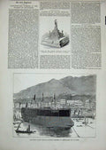 Old Antique Print Duilio Italian Ironclad Ship Naples 1876 Casket Prince 19th