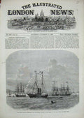 Original Old Antique Print 1869 Delta Ship Marseilles Seuz Canal British Fleet