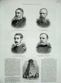 Original Old Antique Print Monument Russian Officers 1885 Sladen Nelidoff White