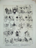 Original Old Antique Print 1883 English Christmas Paris France Children Dinner