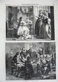 Old Antique Print 1860 Christmas Party Celebrations Children Food Godwin 19th