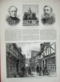 Original Old Antique Print 1887 Newcastle Tyne Bridge Deaf Dumb Liverpool Lever