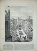 Old Antique Print 1881 George Stephenson Newcastle-On-Tyne Church Horses 19th