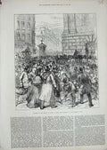 Old Antique Print Illness Prince Wales 1871 Bulletin Mansion House People 19th