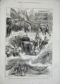 Old Antique Print 1877 Training-Ship Warspite Woolwich Prince Wales War 19th