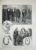 Old Antique Print 1889 Burlington House Scientific Novelties Society Men 19th