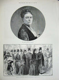 Old Antique Print 1888 Lady Empress Frederick Germany Port Victoria Ship 19th