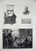 Old Antique Print 1881 Ireland Ladies Meeting Balloon Saladin Powell M.P 19th