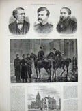 Original Old Antique Print 1882 Town Hall Brighton Ireland Police Dublin Baikes