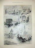 Original Old Antique Print 1894 Norwich Cathedral Mancroft Bishop'S Palace Gate