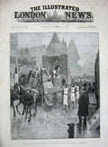 Original Old Antique Print Lord Mayor Law Courts 1891 Carnarvon Castle Prince