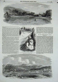 Old Antique Print 1855 New Zealand Kawan Hutt River Bridge Horta-Tanewa 19th