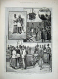 Old Antique Print 1889 Colombo Native Boats Arabi Pasha Beggars Natives 19th