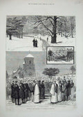 Old Antique Print 1882 Funeral Archbishop Canterbury Addington Churchyard 19th