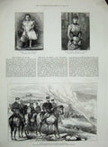 Old Antique Print 1885Prince Alexander Battle Slivnitza Queen Spain Maria 19th