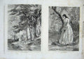 Original Old Antique Print 1856 Fore Walk Wotton Surrey Beautiful Lady Country