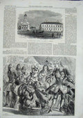 Original Old Antique Print 1866 British Seamans Hospital Church Cronstadt Dance