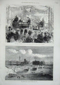Old Antique Print 1871 Albert Bridge Glasgow Duke Edinburgh Navy Schools 19th