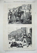 Original Old Antique Print 1870 Death Ship Trescat Cove Men Fighting Horse 19th