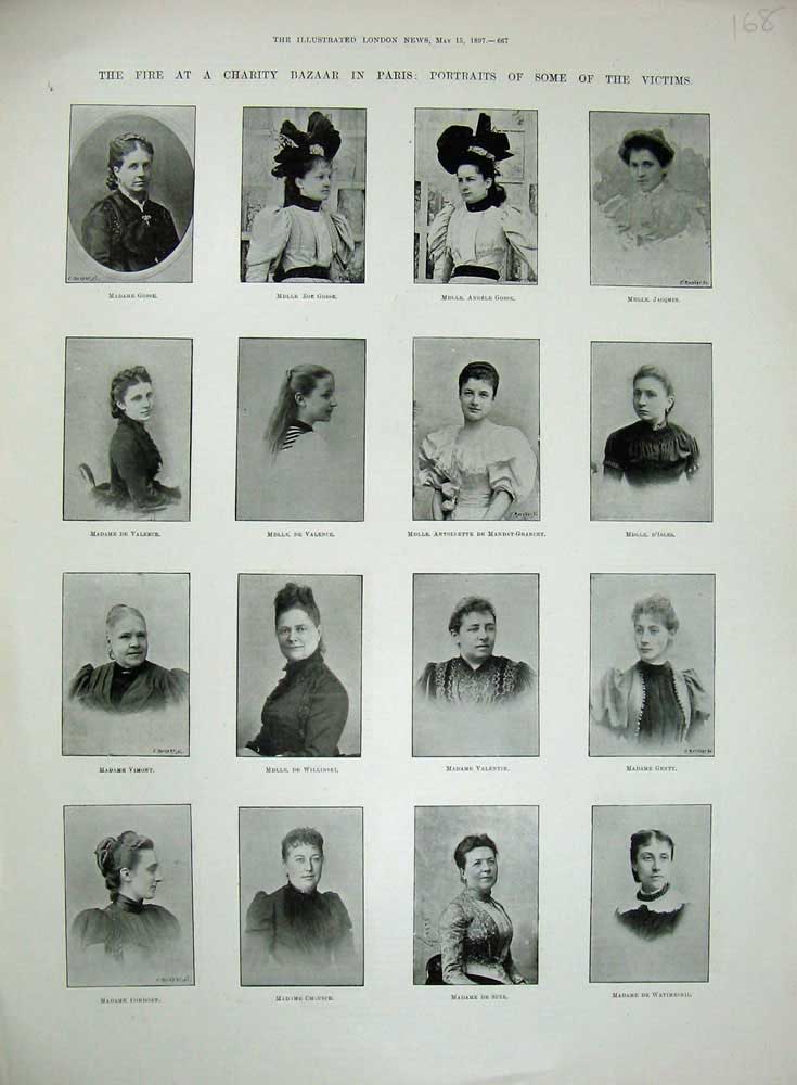Original Old Antique Print 1897 Cordeon Chouipe Suze Genty Valence Fire Paris