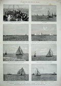 Old Antique Print 1889 Sailing Royal Thames Yacht Club Marion Vreda Ship 19th