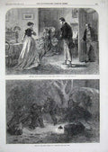 Old Antique Print Snow Storm Horses Carriage 1867 Stewart Hunt Miss Jones 19th