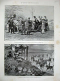 Original Old Antique Print 1899 Queen Birthday Windsor Memorial Tree Tournament