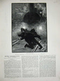 Original Old Antique Print 1887 Men Fighting Railway Track Train Gordon Browne