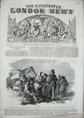 Old Antique Print 1851 Man Telling Story Farm House Country People Topham 19th