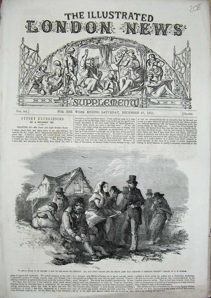 Old Antique Print 1851 Man Telling Story Farm House Country People Topham 19th