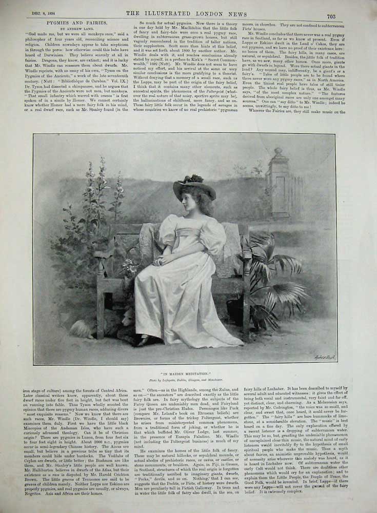 Old Antique Print 1894 Morgan Fitzherbert Sheridan Beautiful Lady Woman 19th