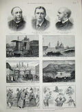 Original Old Antique Print 1887 Ferry Adamson Scott Suez Canal Eastham Soho War